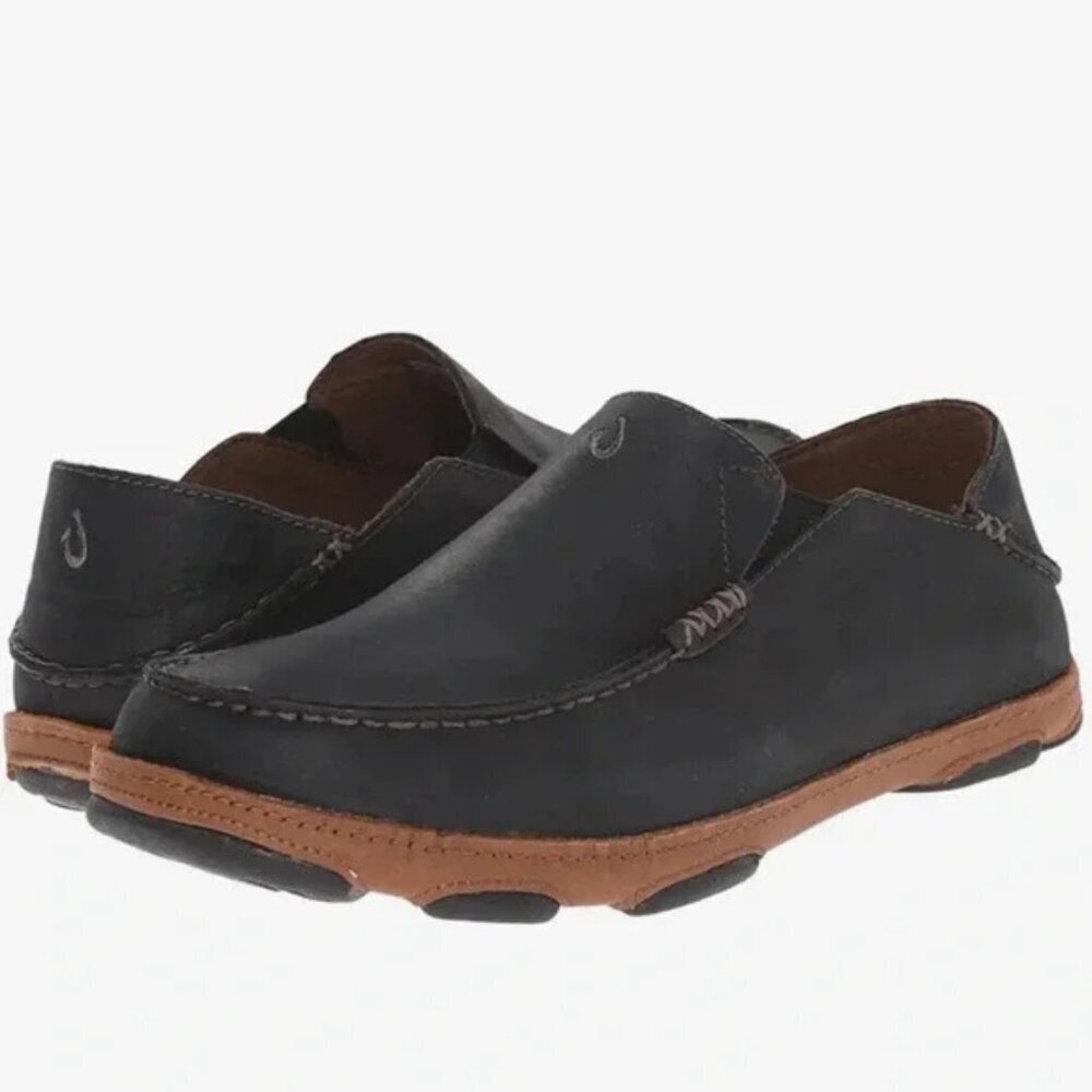 Olu Kai Moloa Leather Black Shoes Loafer Slip On Men’s Size 8